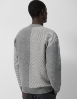 Grey melange and ecru fantasy sweater