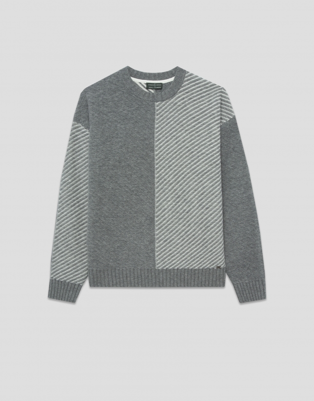 Jersey fantasía gris melange y crudo