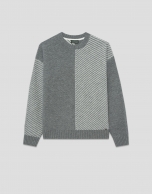 Jersey fantasía gris melange y crudo