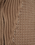 Camel-colored wrap-neck sweater