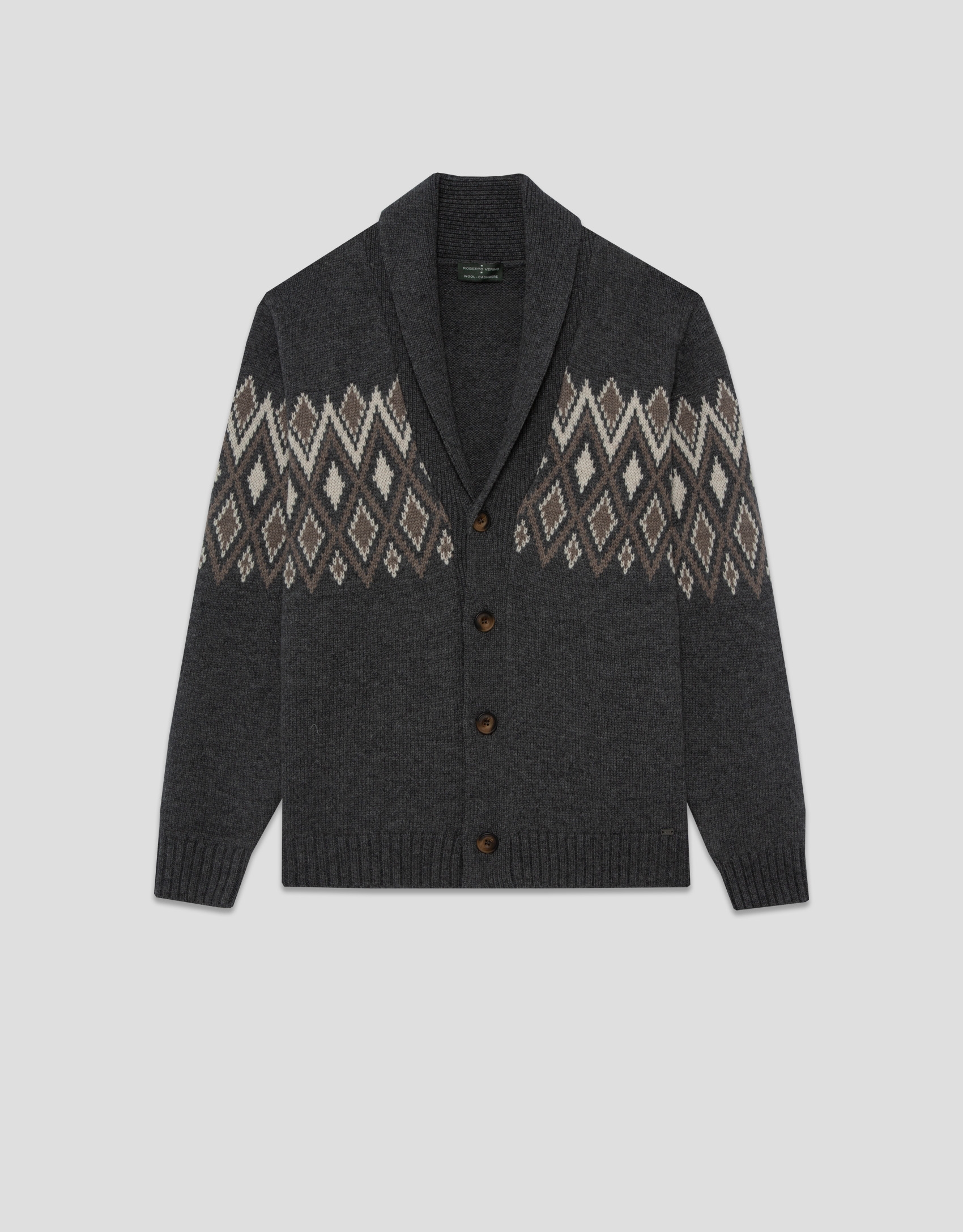 Chaqueta cuello chal color gris