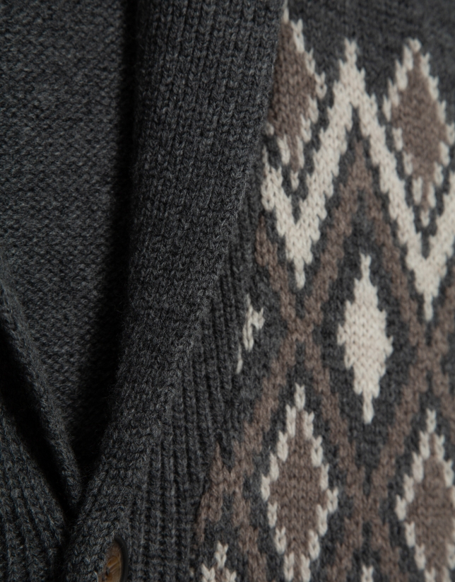 Chaqueta cuello chal color gris