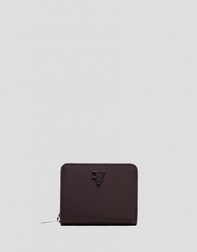 Brown nylon purple coin purse