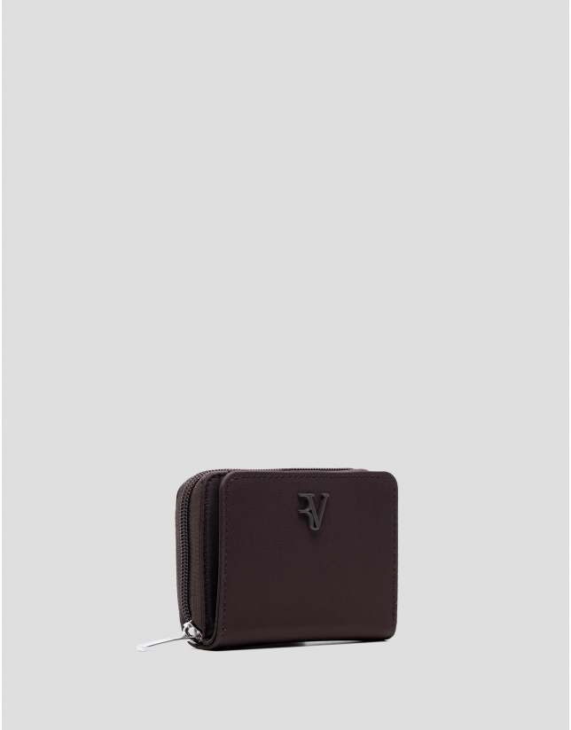Violet brown nylon wallet purse