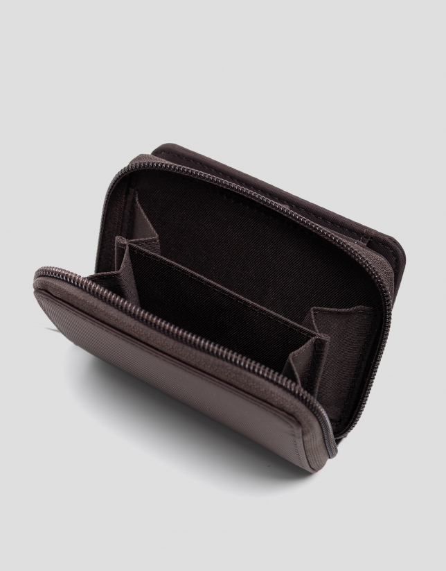 Violet brown nylon wallet purse
