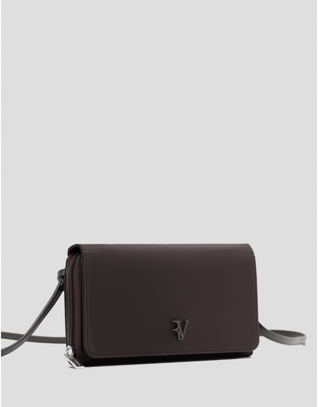 Violet brown nylon shoulder bag