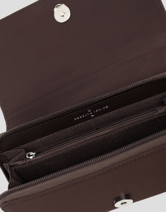 Violet brown nylon shoulder bag