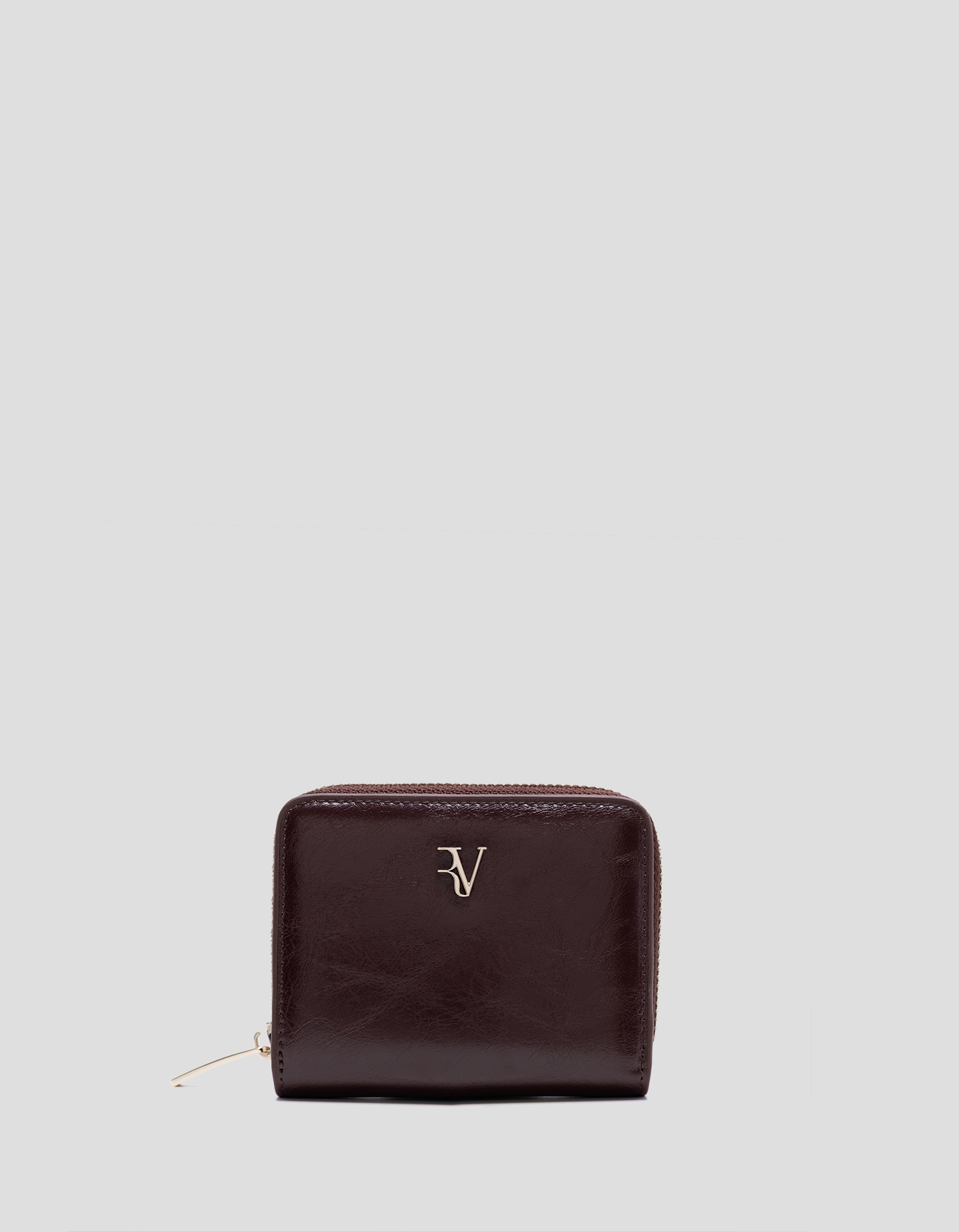 Margot zip wallet in burgundy crackled leather