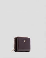 Margot burgundy crackled leather zip wallet