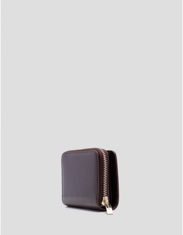 Margot zip wallet in burgundy crackled leather