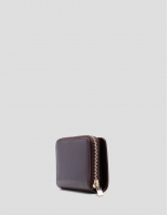 Margot burgundy crackled leather zip wallet