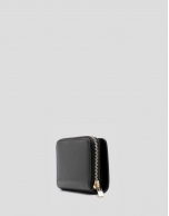 Margot zipper wallet in black crackled leather