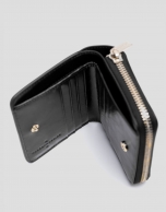 Margot black crackled leather zip wallet