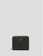 Margot zip wallet in green grained leather