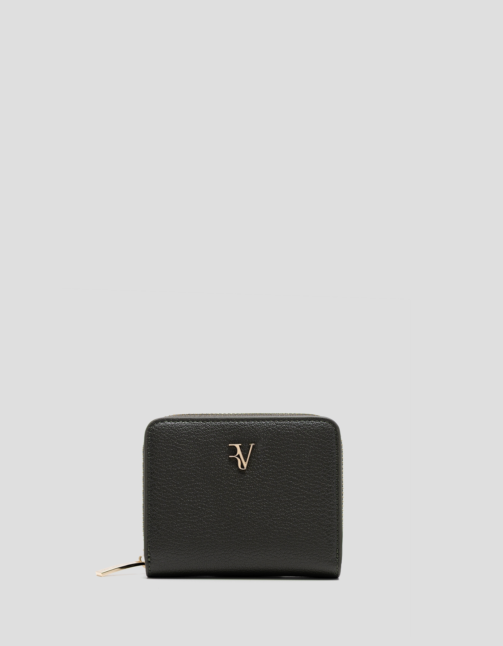 Margot zip wallet in green grained leather