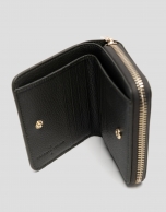 Margot zip wallet in green grained leather