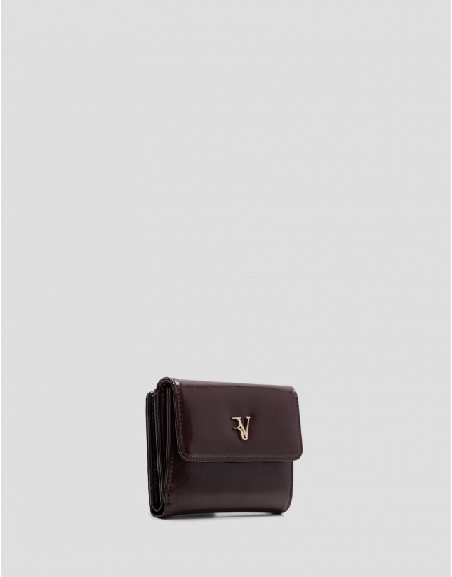 Bruna Mini burgundy crackled leather wallet