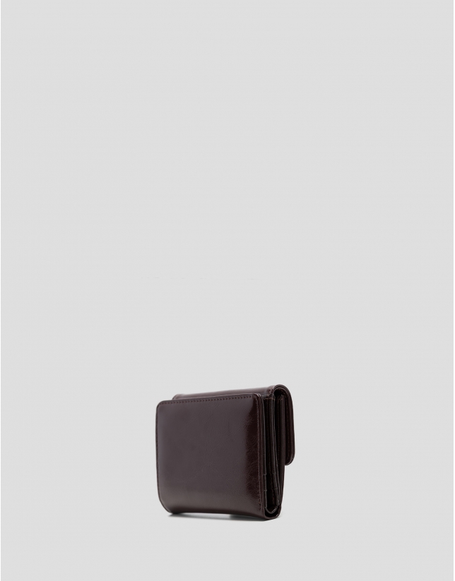 Bruna Mini burgundy crackled leather wallet