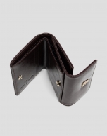 Bruna Mini burgundy crackled leather wallet