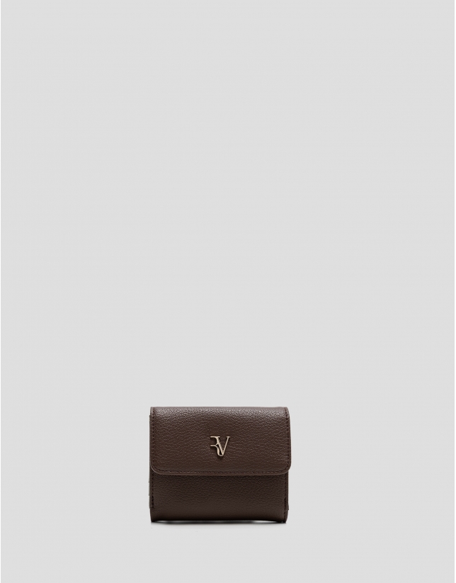 Bruna Mini brown grained leather wallet