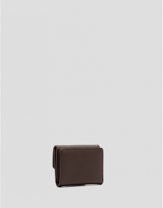 Bruna Mini Wallet in Brown Grained Leather