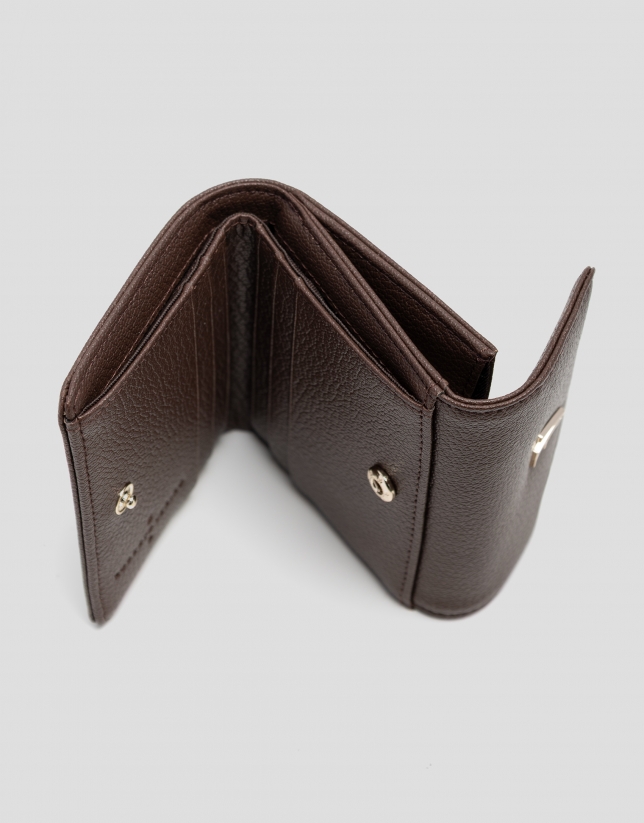 Bruna Mini Wallet in Brown Grained Leather