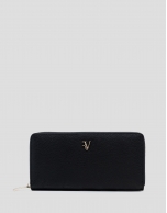 Bruna Maxi wallet in black grained leather