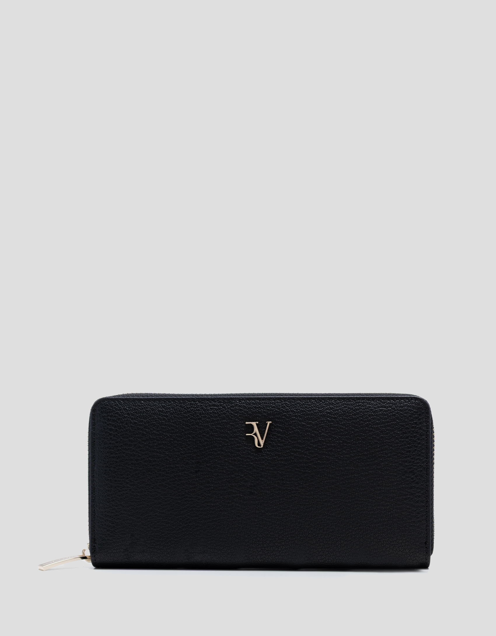 Bruna Maxi wallet in black grained leather