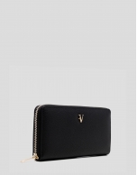 Bruna Maxi wallet in black grained leather