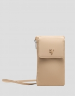 Violeta mobile phone bag in beige nylon