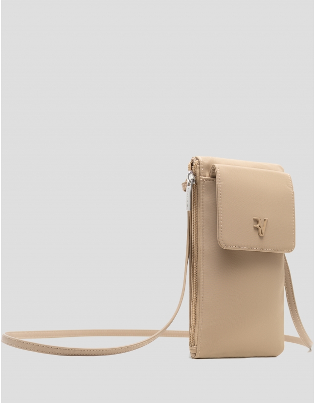Violeta mobile phone bag in beige nylon
