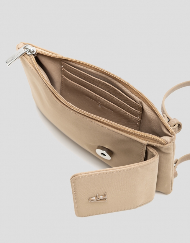 Violeta mobile phone bag in beige nylon