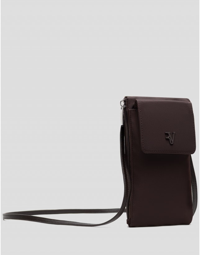 Violeta mobile phone bag in brown nylon