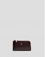 Margot card holder wallet in burgundy crackled leather