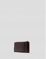 Margot card holder wallet in burgundy crackled leather