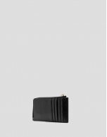 Margot card holder wallet in black crackled leather