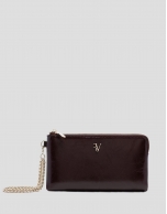 Margot burgundy crackled leather chain wallet