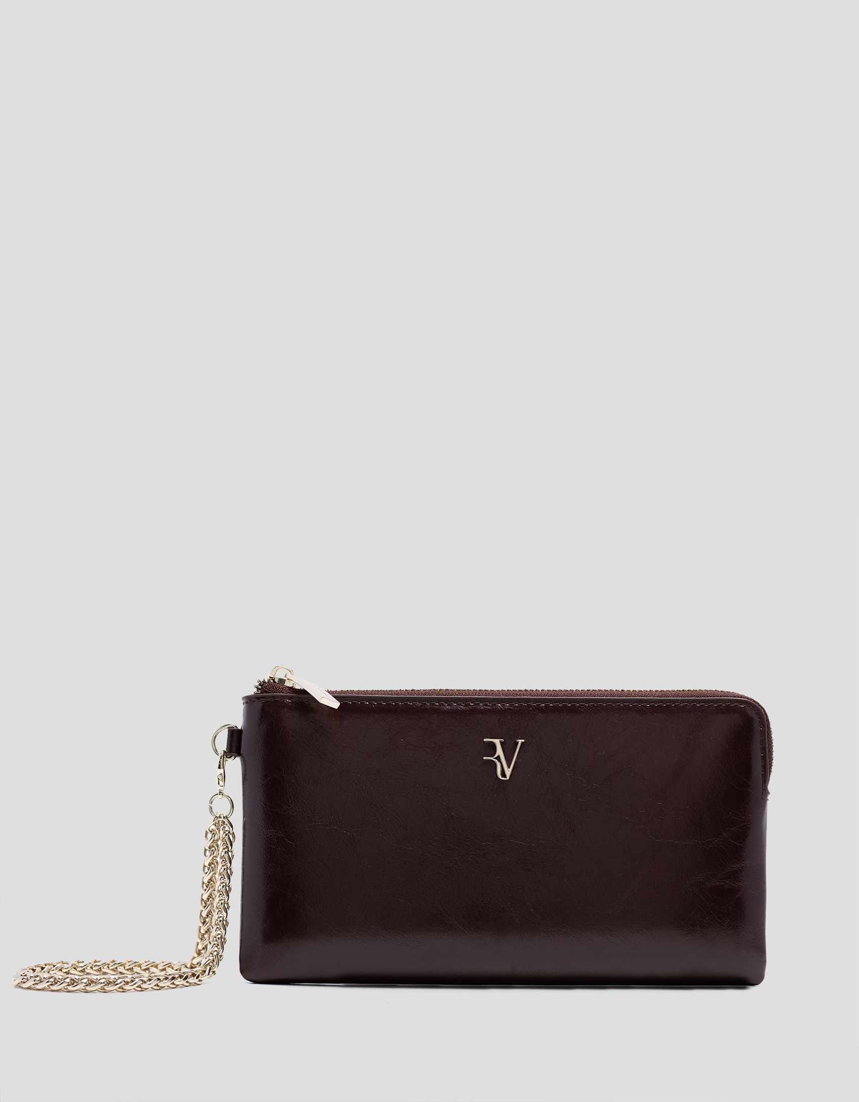 Margot chain wallet in burgundy crackled leather