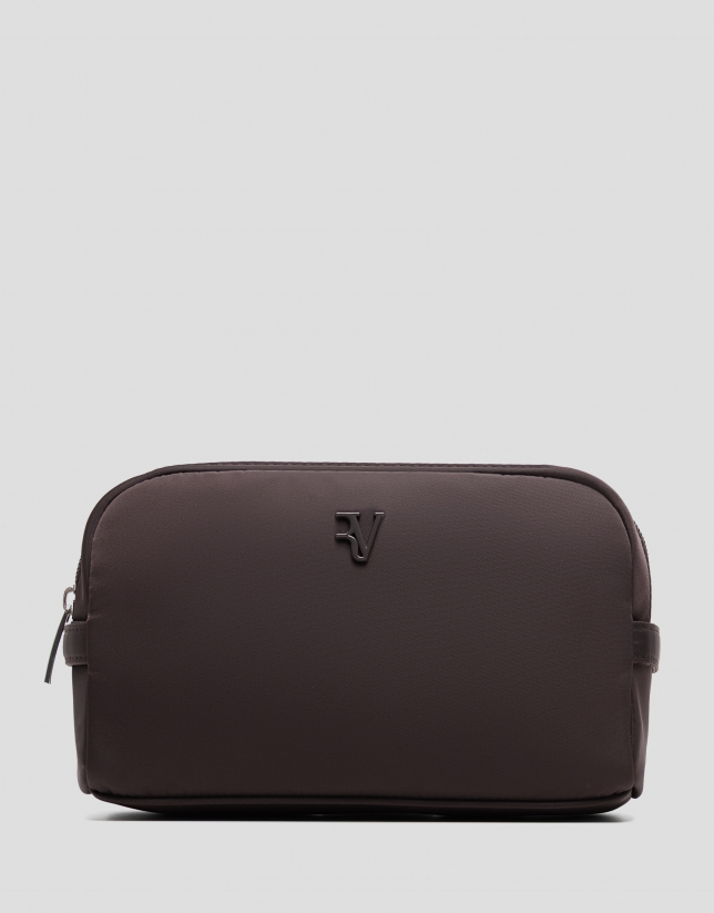 Violeta brown nylon toiletries bag