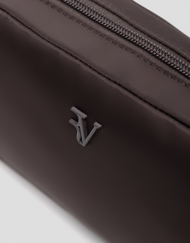 Violet brown nylon toiletry bag