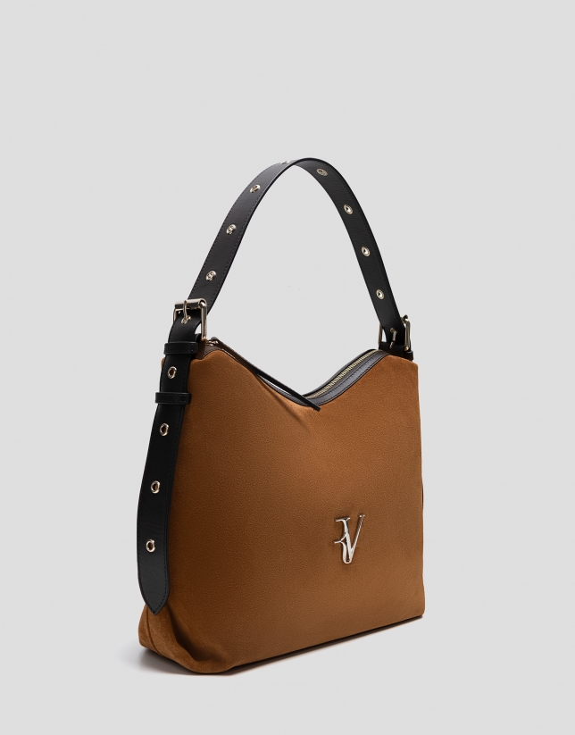 Bolso hobo Margot ante marr&oacute;n