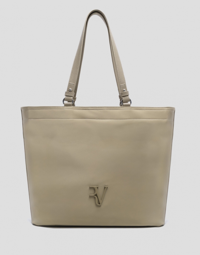 Violet beige nylon shopper bag