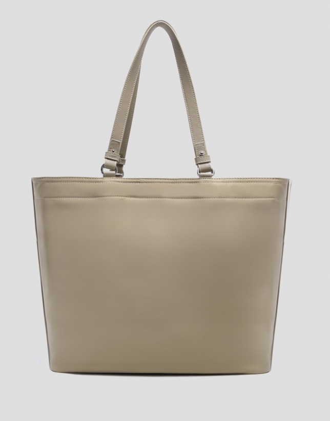 Violet beige nylon shopper bag