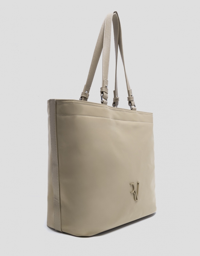 Violet beige nylon shopper bag