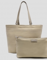 Violet beige nylon shopper bag