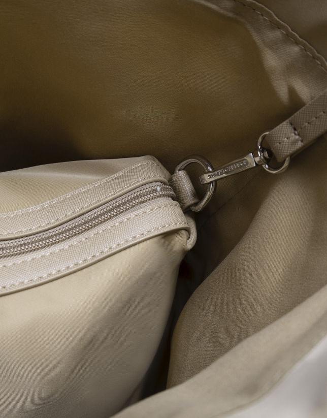 Violeta beige nylon shopper bag