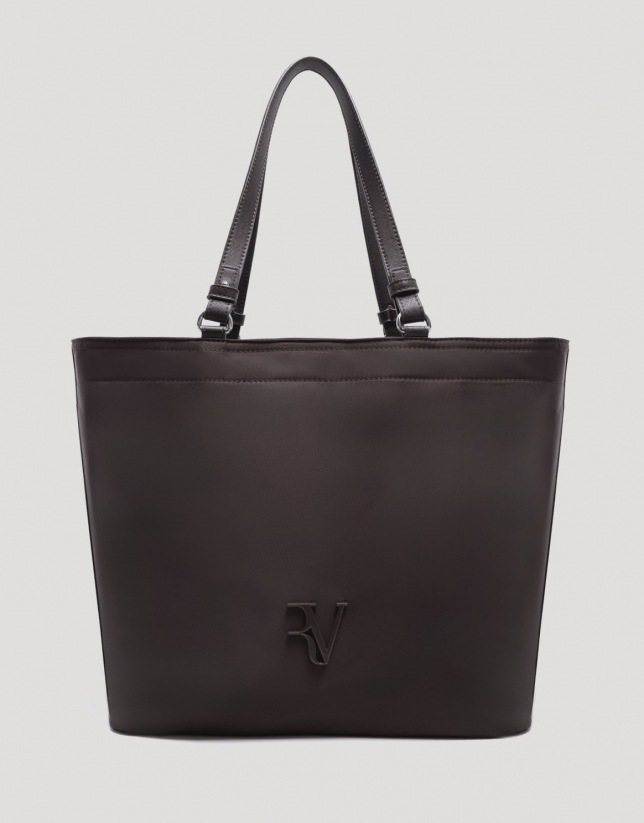 Violet brown nylon shopper bag