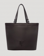Violet brown nylon shopper bag