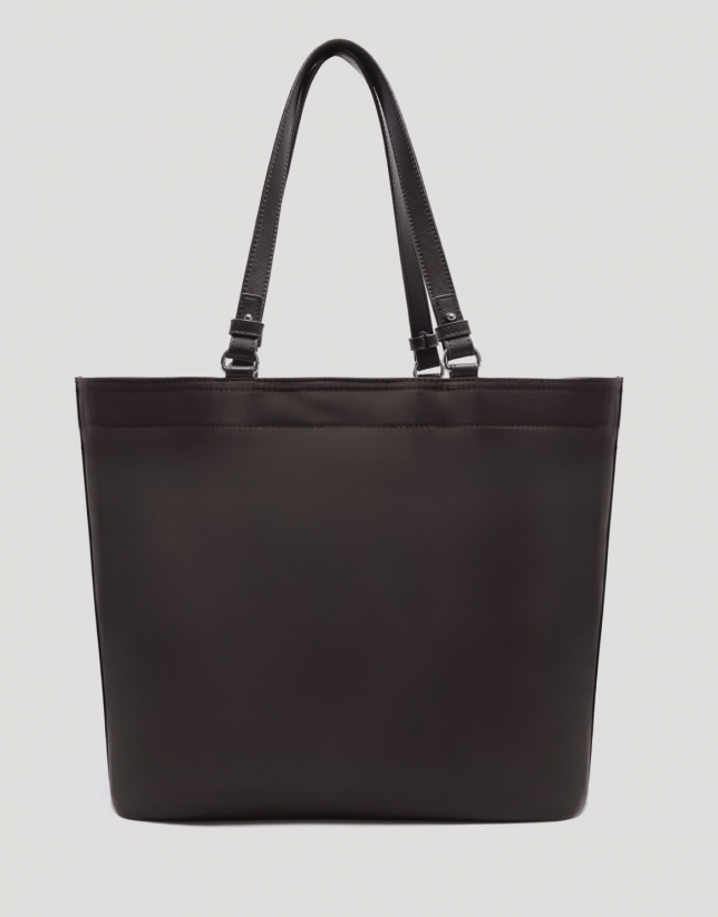Violet brown nylon shopper bag