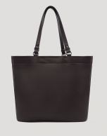 Violet brown nylon shopper bag
